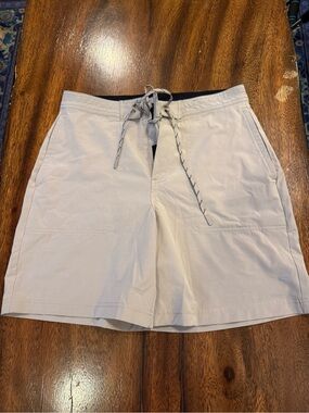 Men's Fabletics Lightweight Tech Drawstring Shorts in Light Khaki